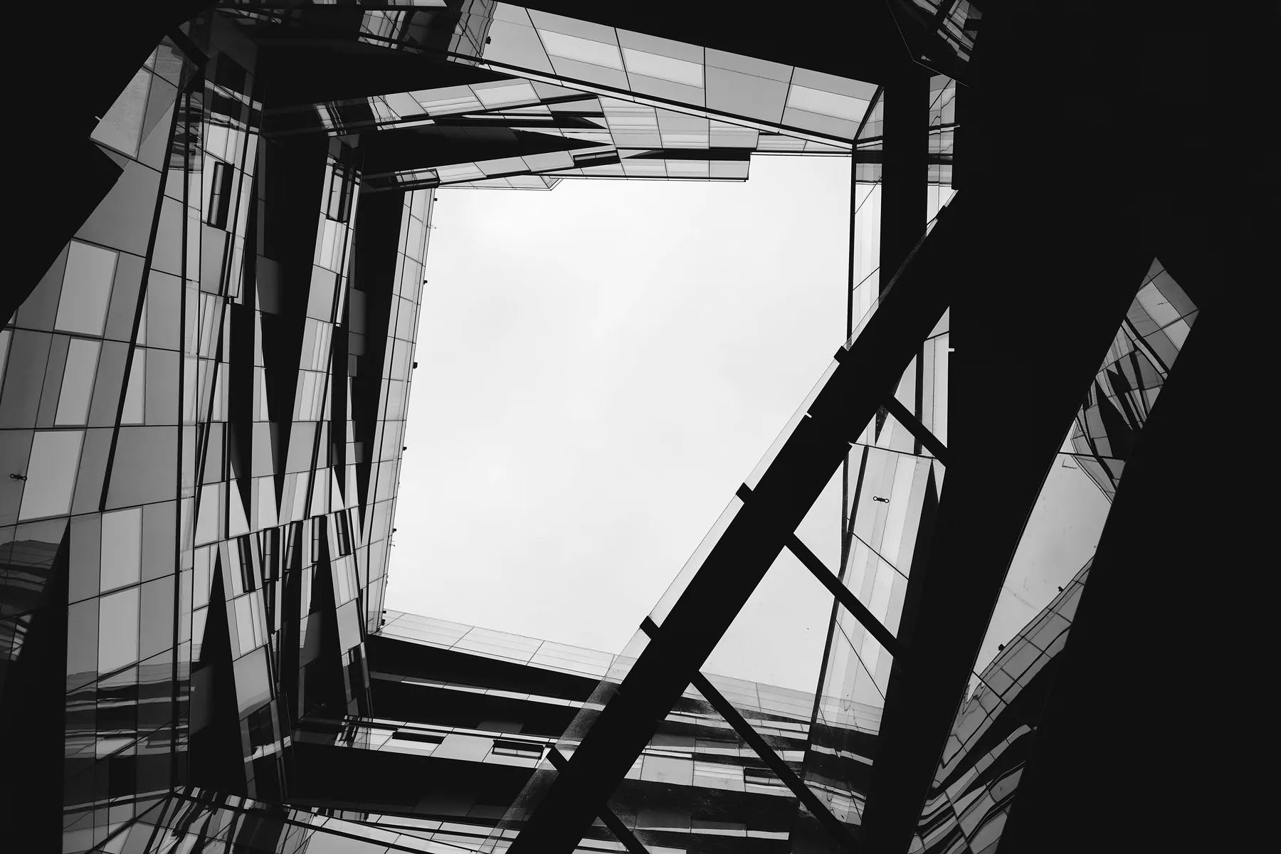 Modern architecture with strong geometric framing