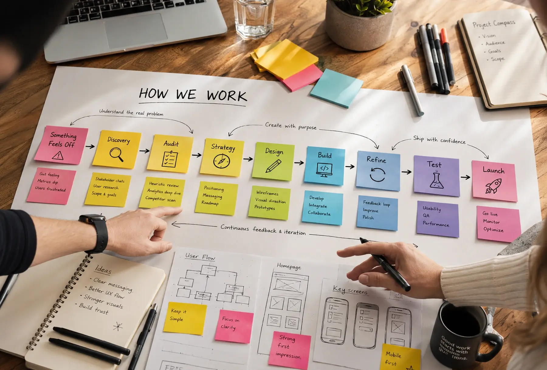 Website and brand strategy planning session for project priorities